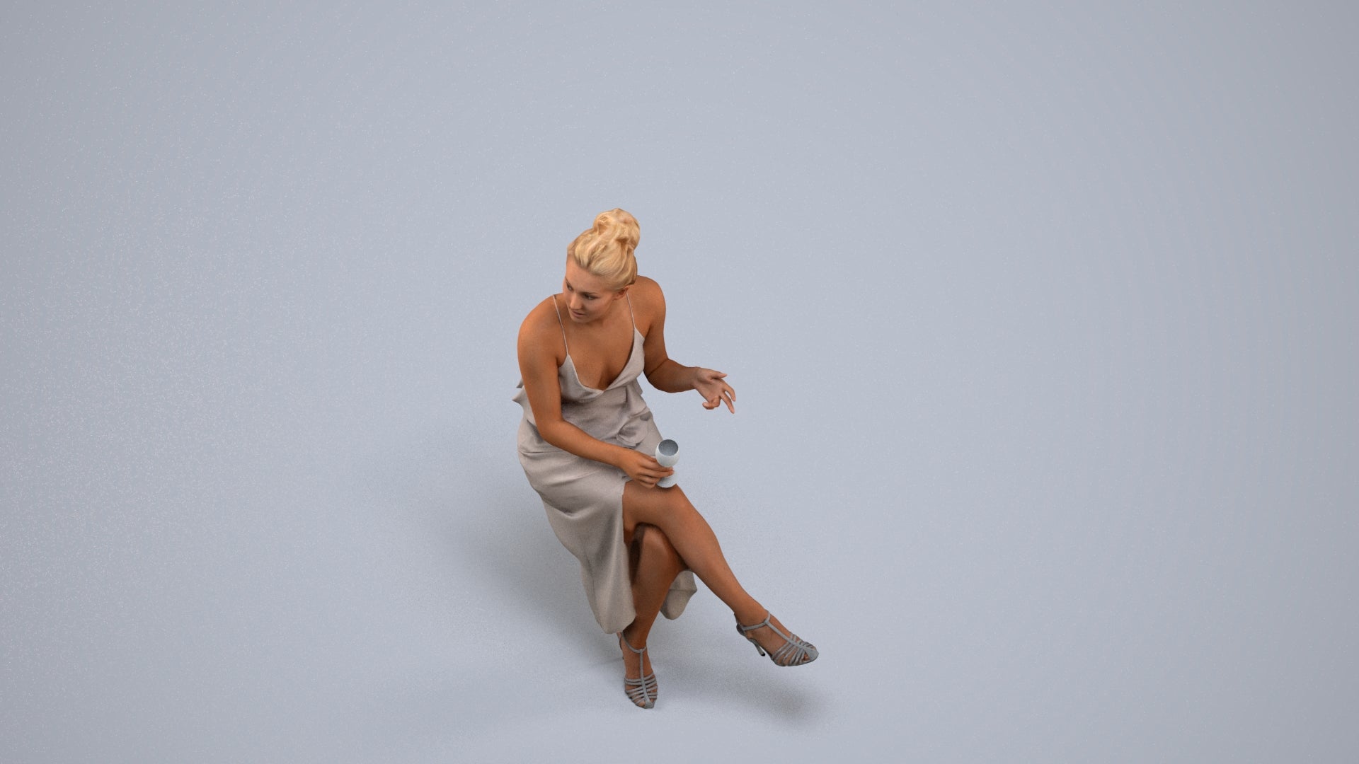 3D scanned woman formalaffairs formal, photorealistic archviz people for Enscape and SketchUp, back view render