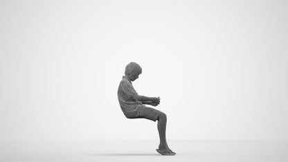 photogrammetry 3D boy kids, realistic human model archviz FBX, wireframe side view