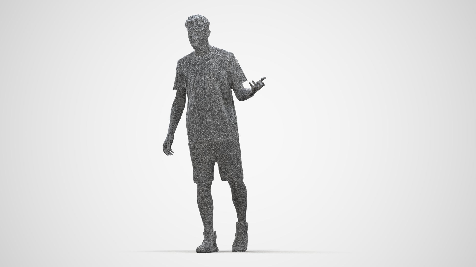 realistic 3D man sport, scanned archviz people for Blender and 3ds Max, wireframe back view