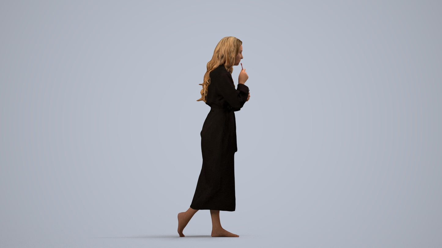 scanned 3D woman casual sport, photogrammetry people for Enscape and V-Ray, side view render