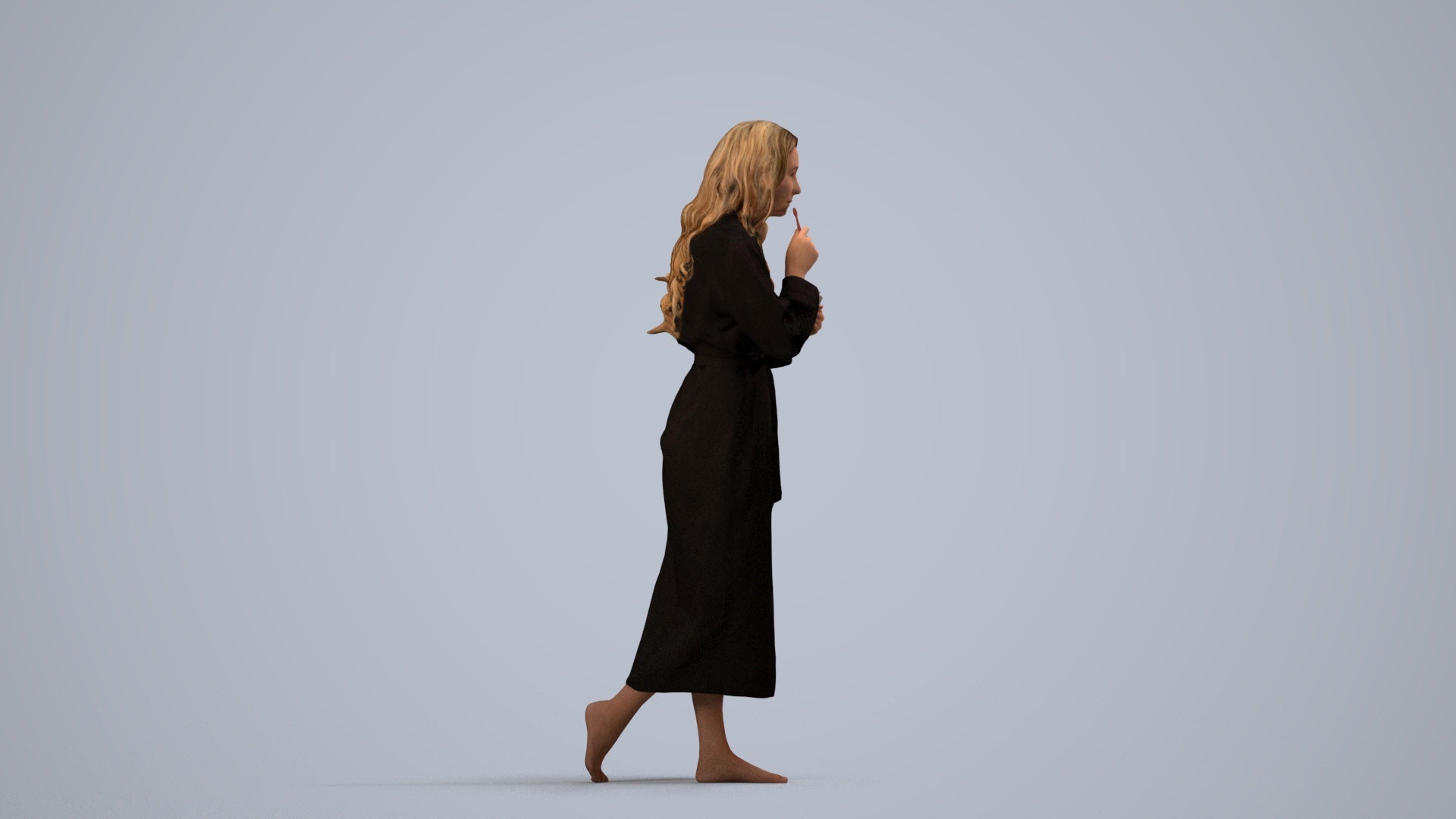 scanned 3D woman casual sport, photogrammetry people for Enscape and V-Ray, side view render