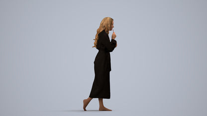 scanned 3D woman casual sport, photogrammetry people for Enscape and V-Ray, side view render