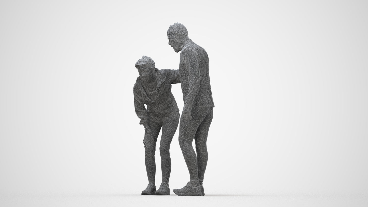 photogrammetry 3D senior woman sport, realistic human model archviz FBX, wireframe back view