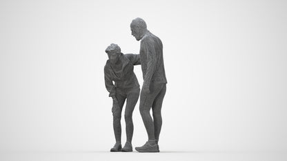 photogrammetry 3D senior woman sport, realistic human model archviz FBX, wireframe back view