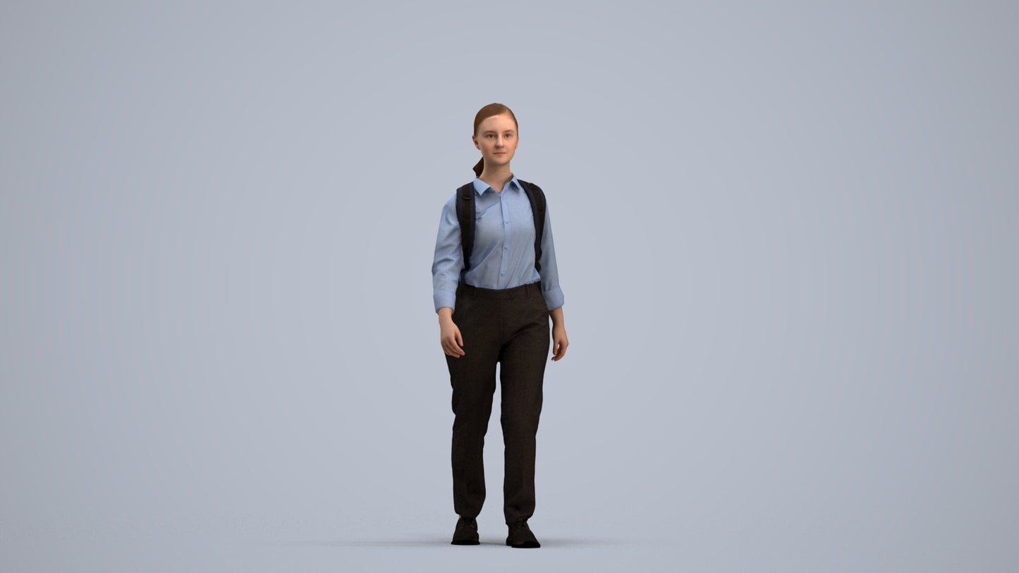 scanned 3D girl kids, photogrammetry people for Enscape and V-Ray, standing pose render