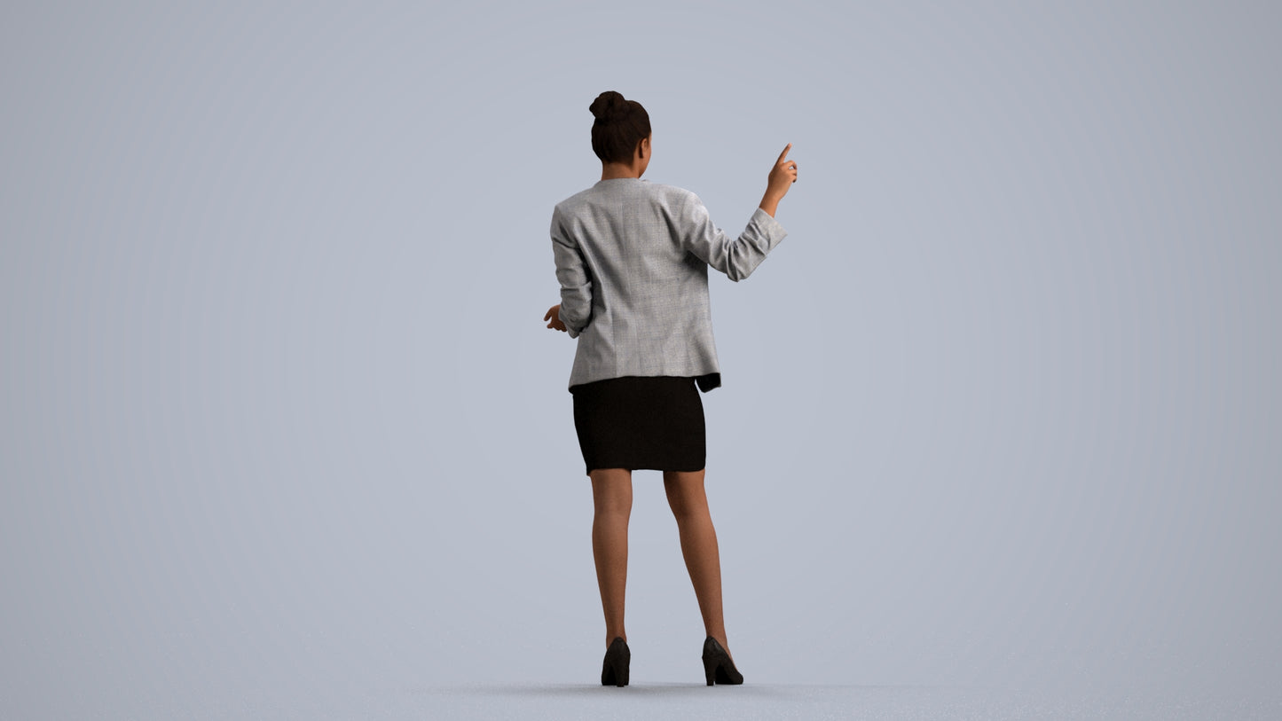 photogrammetry 3D woman business, realistic human model archviz FBX, front view render