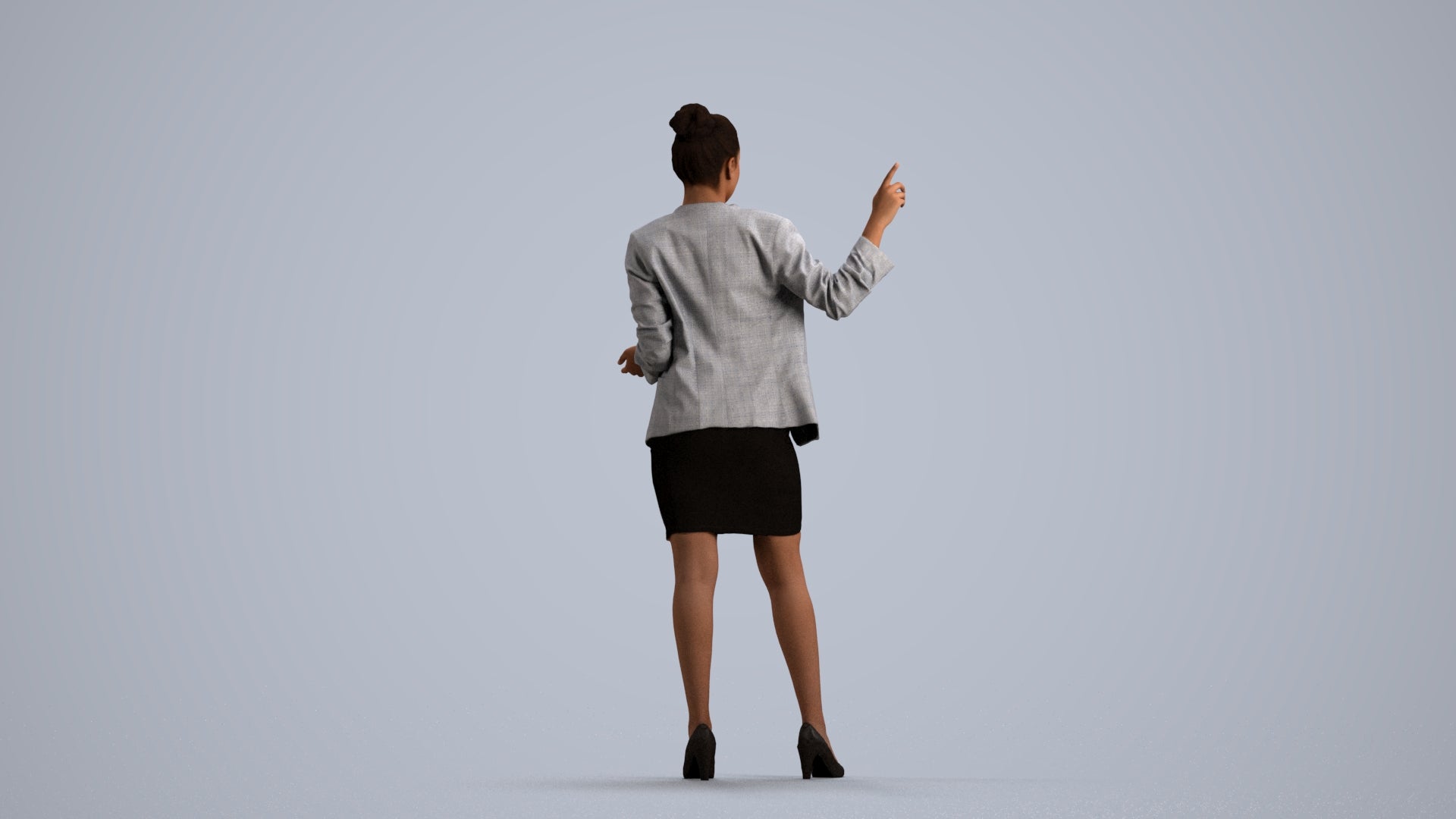 photogrammetry 3D woman business, realistic human model archviz FBX, front view render