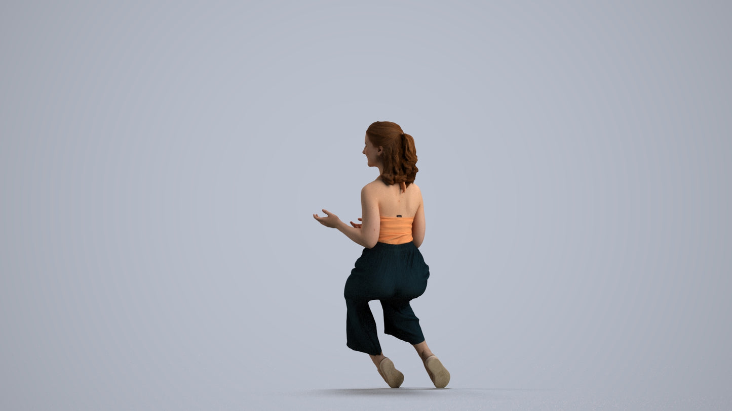 3D people model girl casual kids, scanned human for 3ds Max rendering, front view render