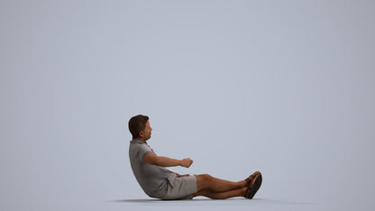3D people model man casual sitting, scanned human for 3ds Max rendering, front view render