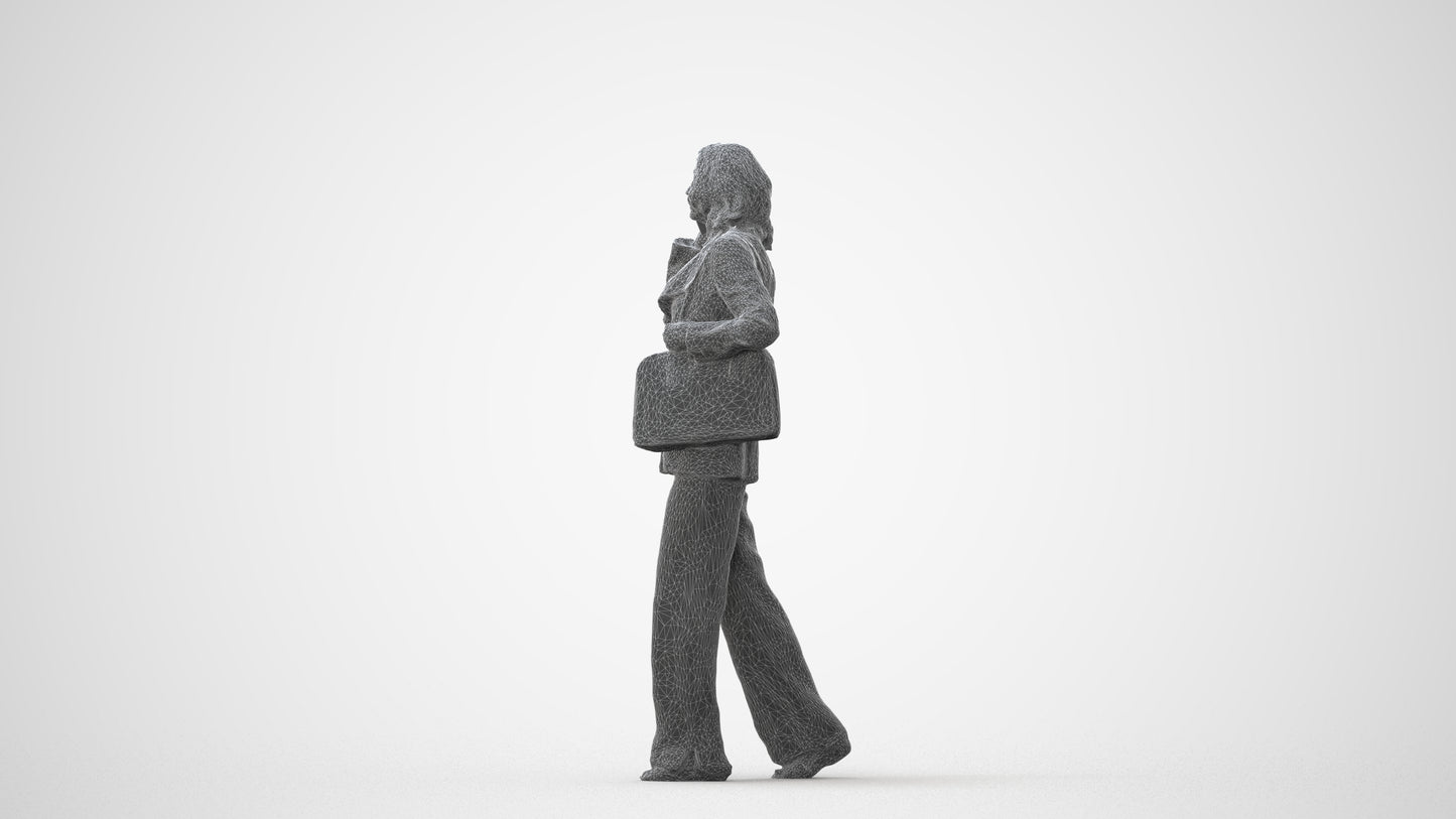 scanned 3D senior woman business walking, photogrammetry people for Enscape and V-Ray, square thumbnail