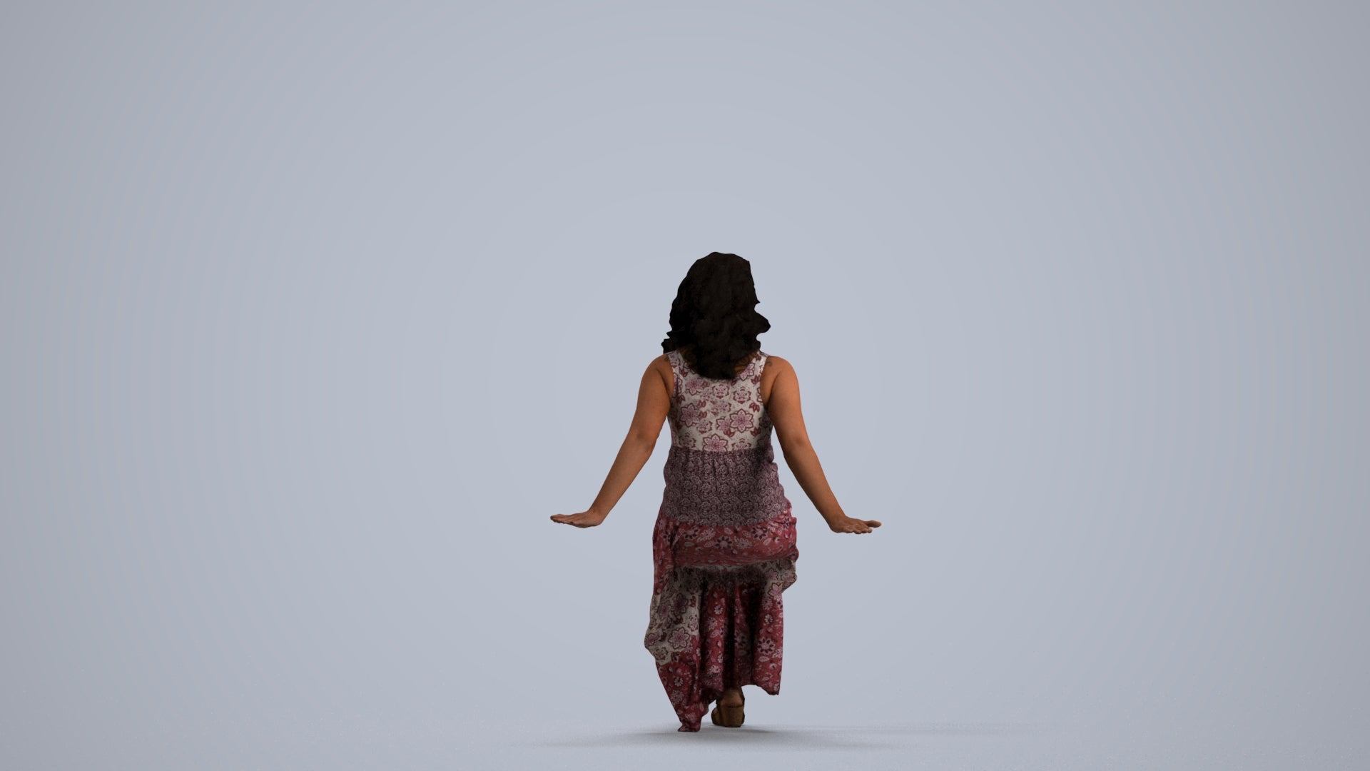 realistic 3D woman casual sitting, scanned archviz people for Blender and 3ds Max, front view render