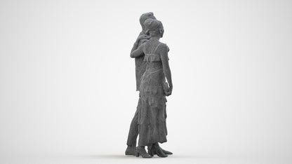 3D human model woman formal formalaffairs, photogrammetry scanned person for archviz, wireframe side view
