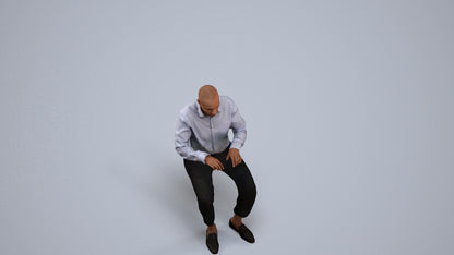 3D human model man business, photogrammetry scanned person for archviz, back view render