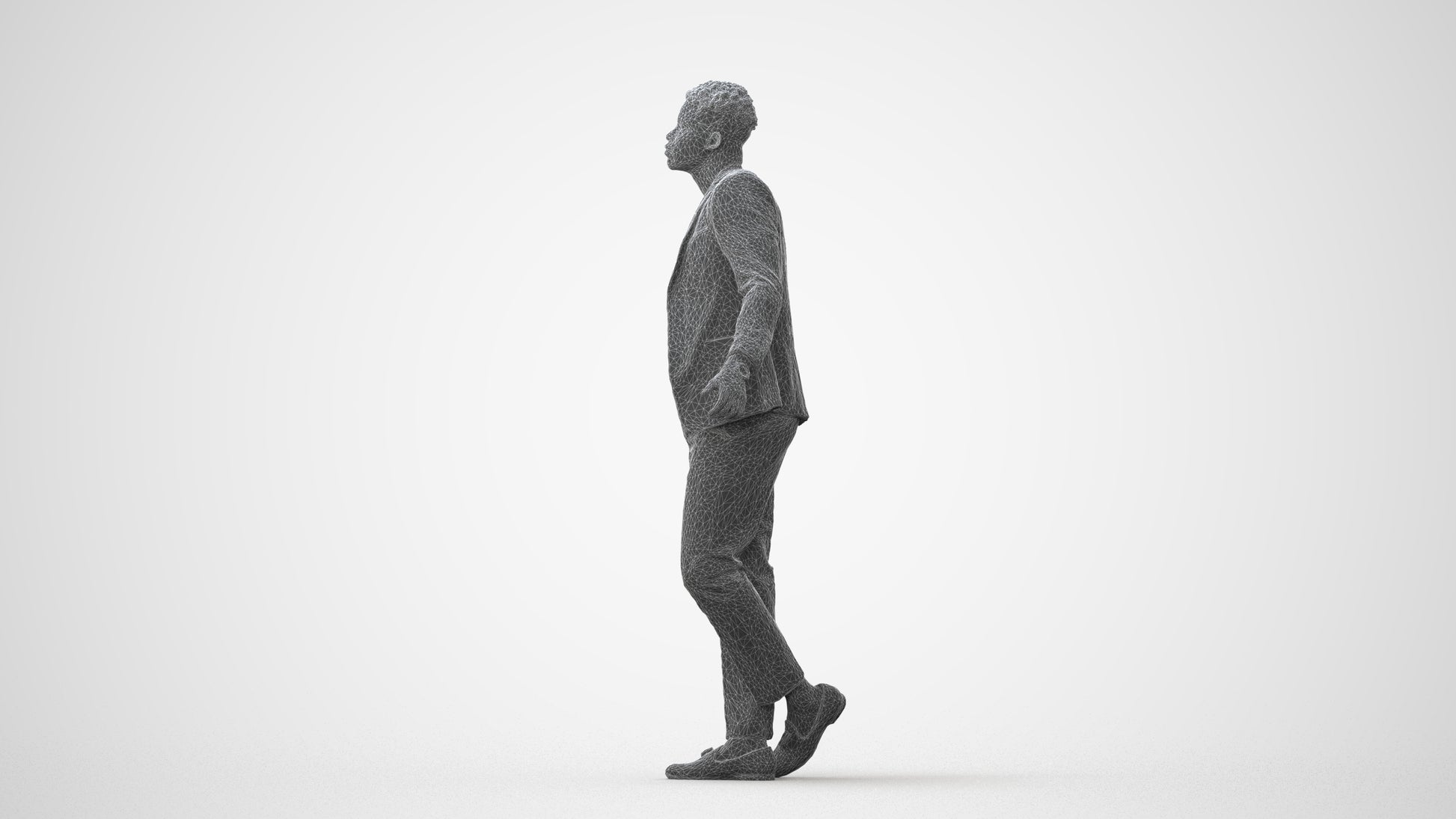 photogrammetry 3D man formal cycling, realistic human model archviz FBX, square thumbnail
