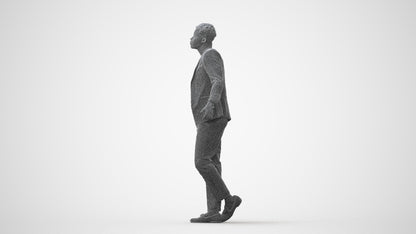 photogrammetry 3D man formal cycling, realistic human model archviz FBX, square thumbnail