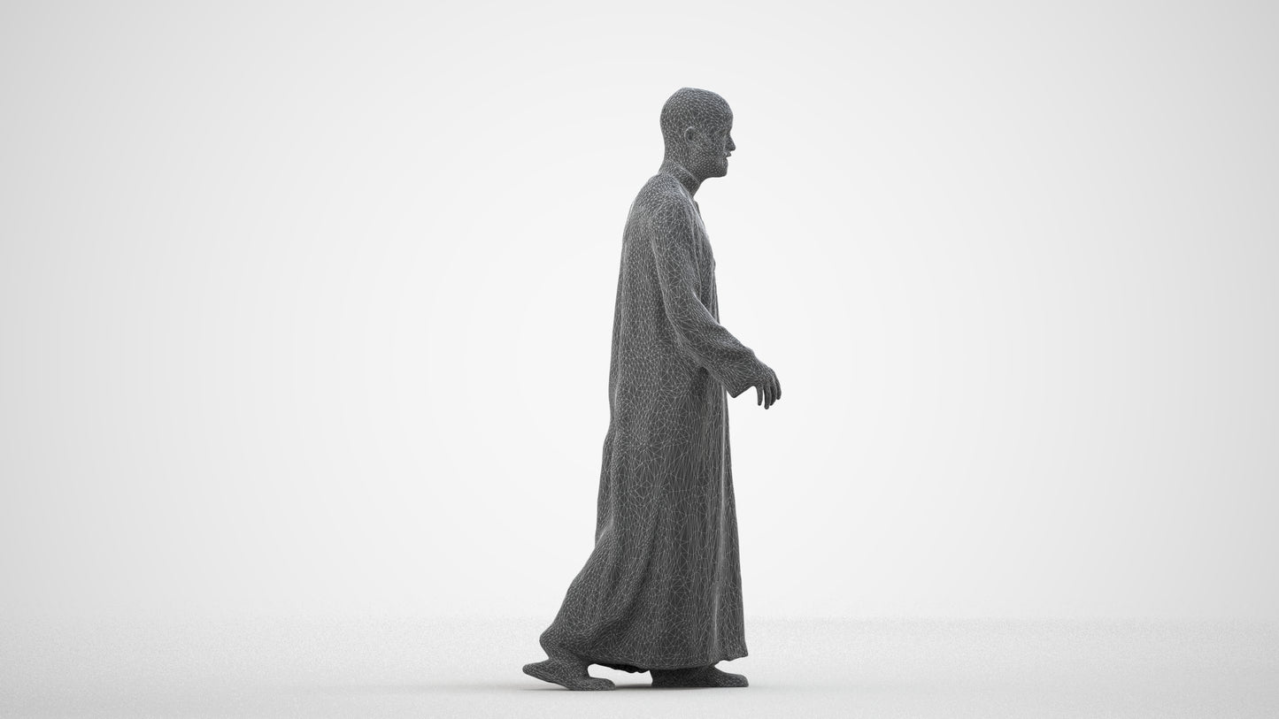 scanned 3D man walking, photogrammetry people for Enscape and V-Ray, wireframe side view