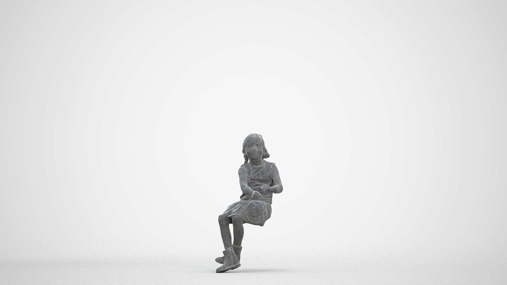 realistic 3D human girl casual kids, archviz people FBX OBJ for Blender, three-quarter front view render