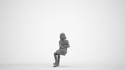 realistic 3D human girl casual kids, archviz people FBX OBJ for Blender, three-quarter front view render