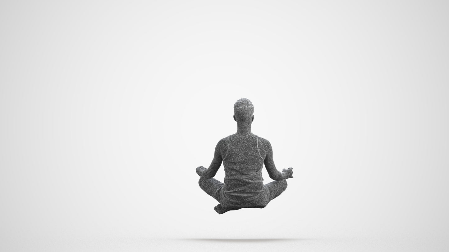 realistic 3D man sport, scanned archviz people for Blender and 3ds Max, wireframe front view