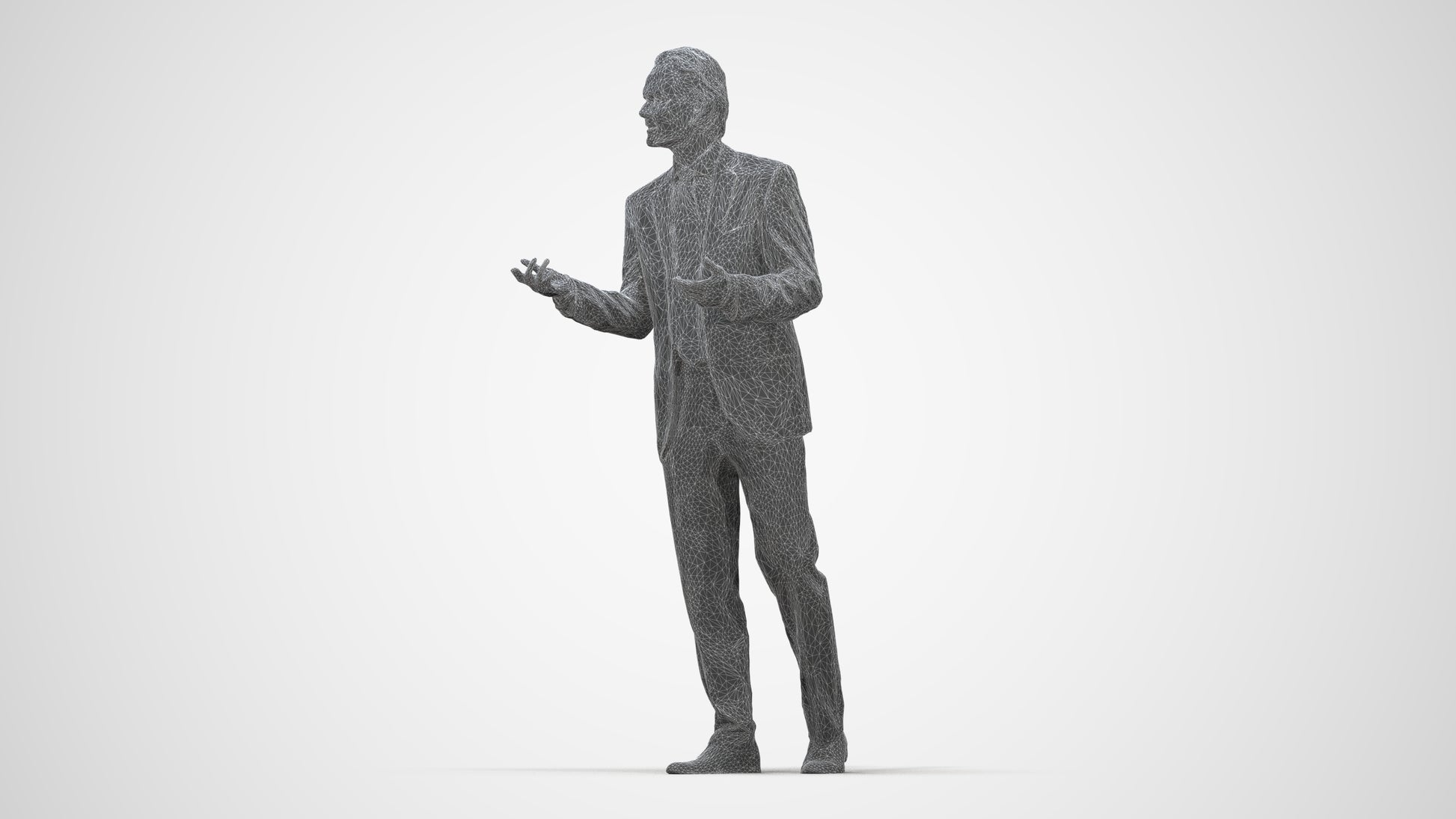 realistic 3D people man business, render-ready for V-Ray and Corona, FBX OBJ, wireframe back view