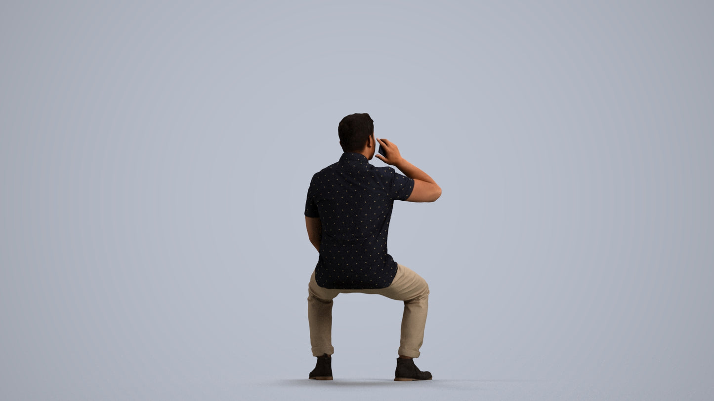 3D human model man business, photogrammetry scanned person for archviz, front view render