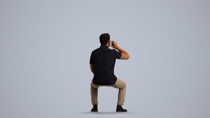 3D human model man business, photogrammetry scanned person for archviz, front view render