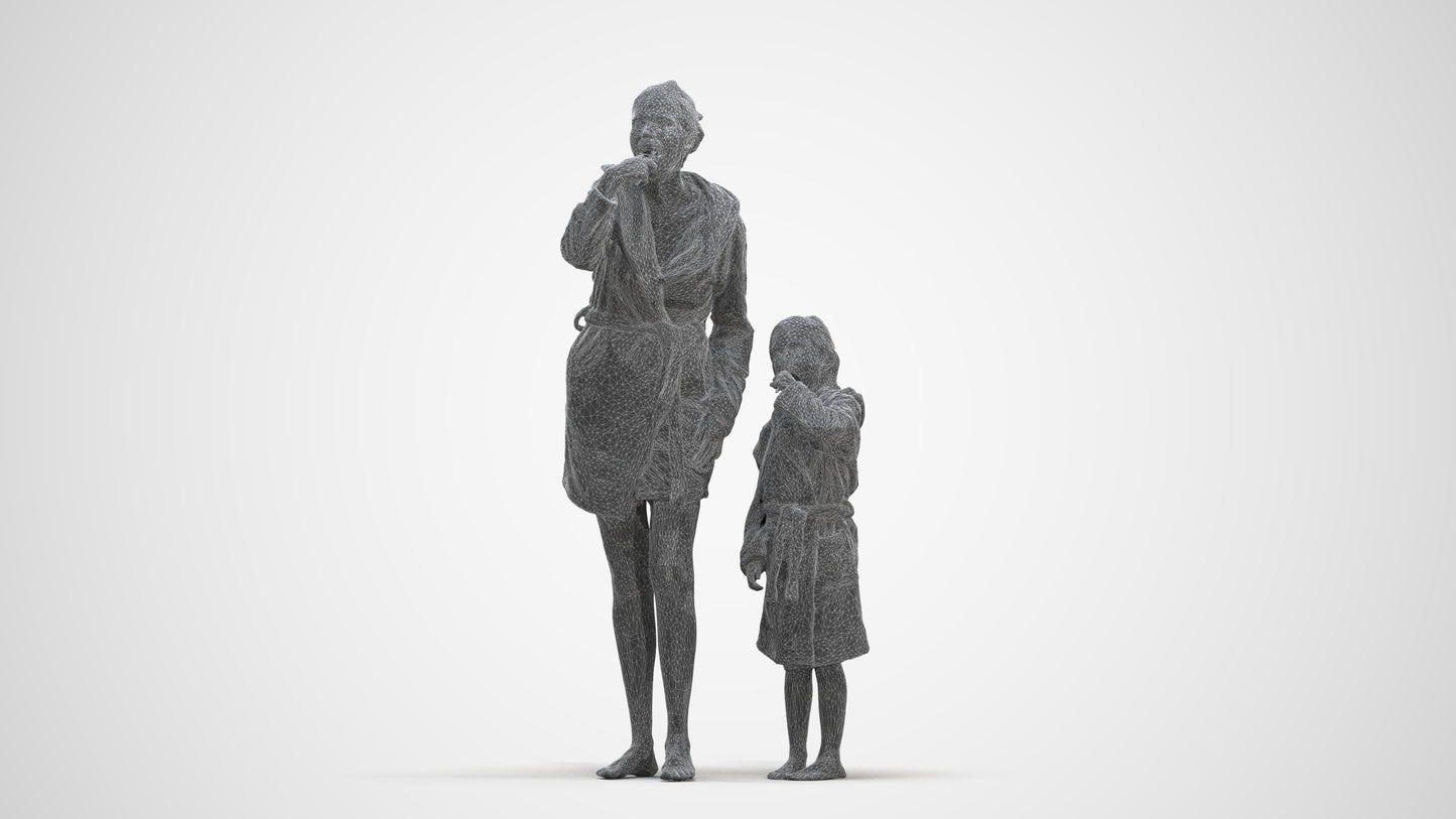 realistic 3D girl kids, scanned archviz people for Blender and 3ds Max, three-quarter front view render