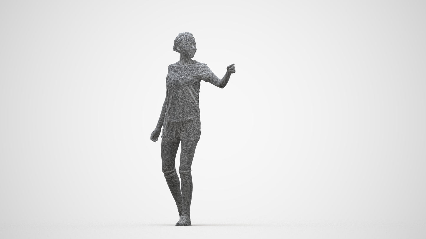 photogrammetry 3D woman sport, realistic human model archviz FBX, wireframe back view