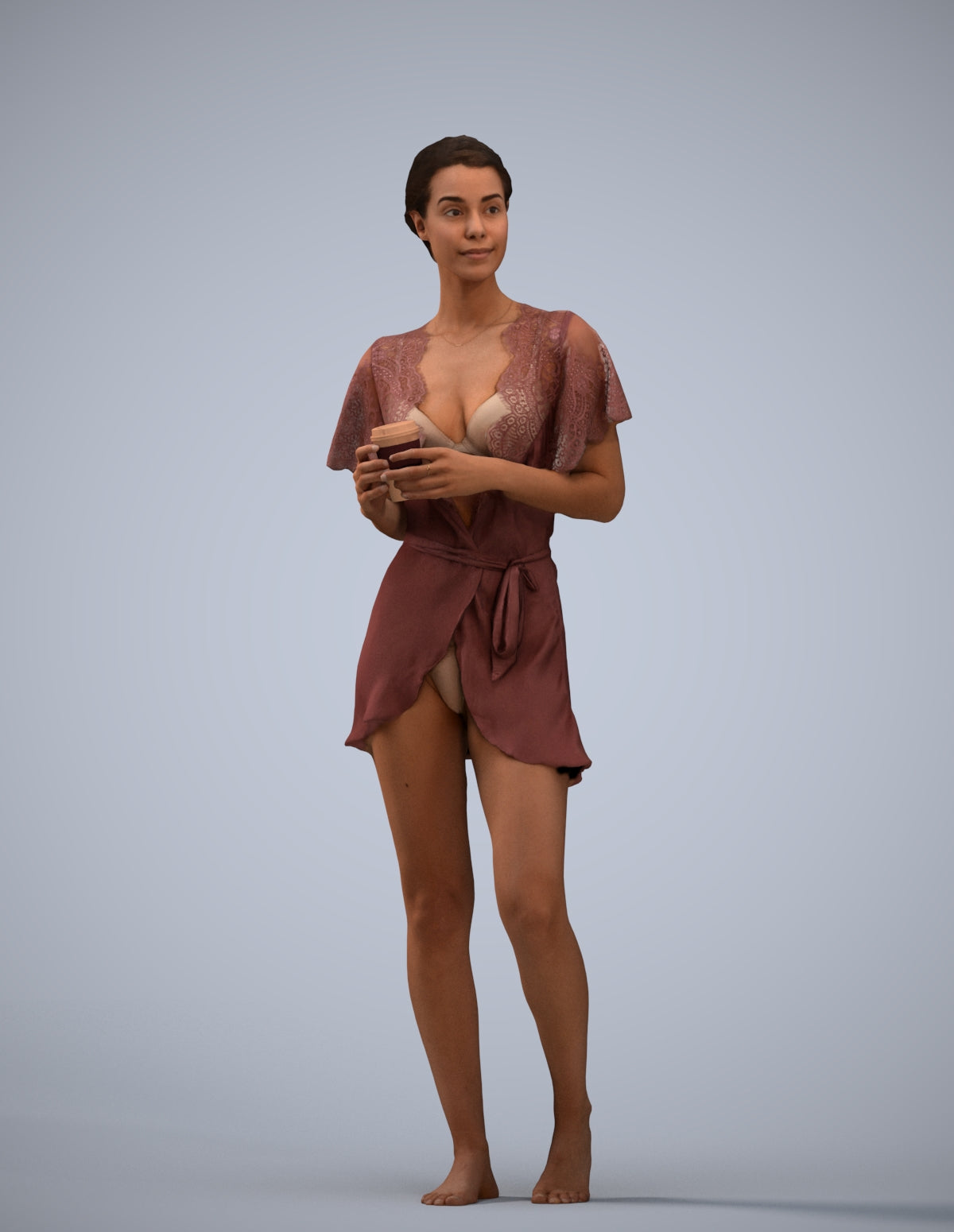3D people model woman bathroom, scanned human for 3ds Max rendering
