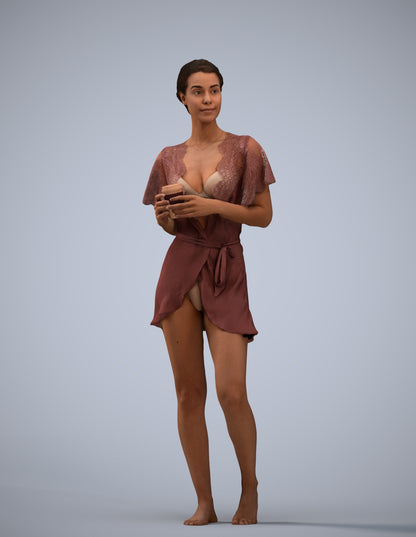 3D people model woman bathroom, scanned human for 3ds Max rendering