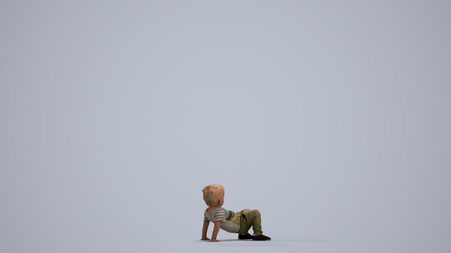 realistic 3D human boy casual kids, archviz people FBX OBJ for Blender, front view render