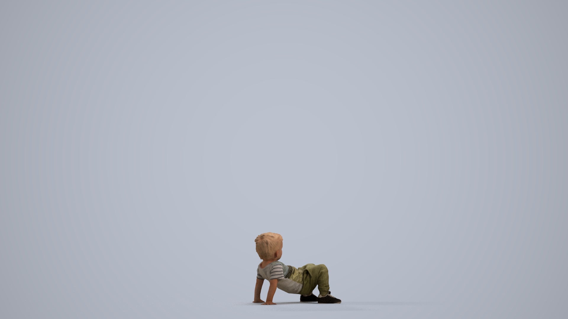 realistic 3D human boy casual kids, archviz people FBX OBJ for Blender, front view render