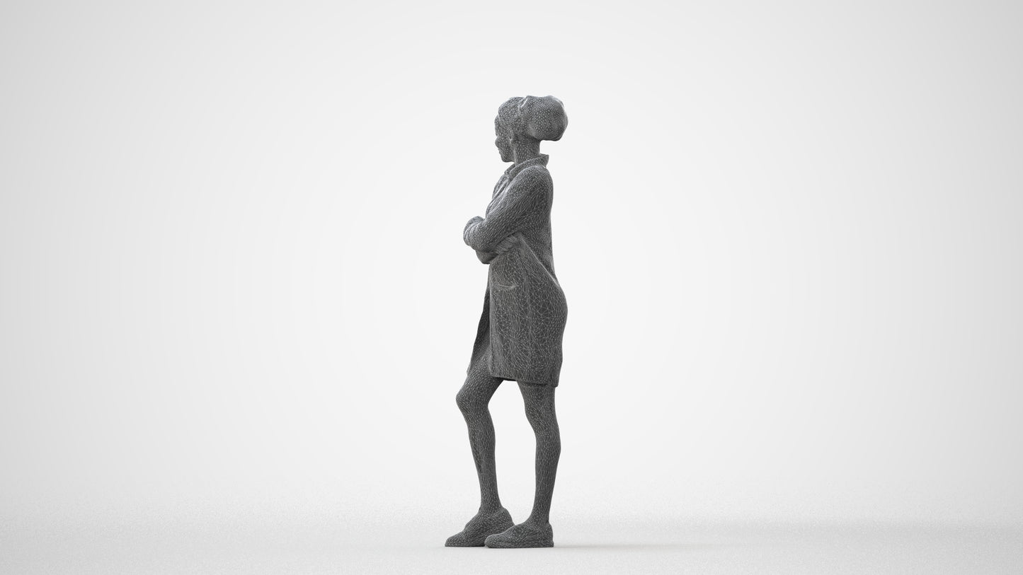 3D people model woman casual standing, scanned human for 3ds Max rendering, square thumbnail