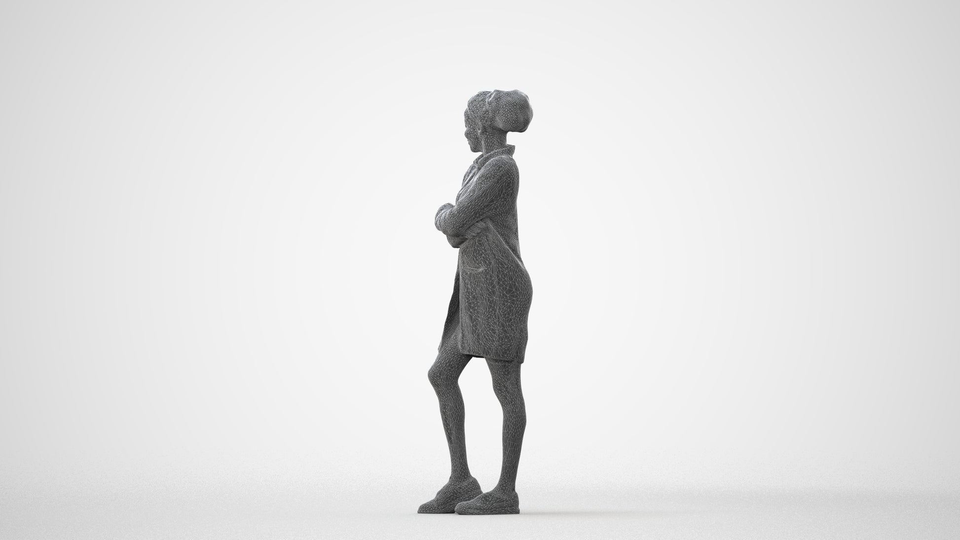 3D people model woman casual standing, scanned human for 3ds Max rendering, square thumbnail