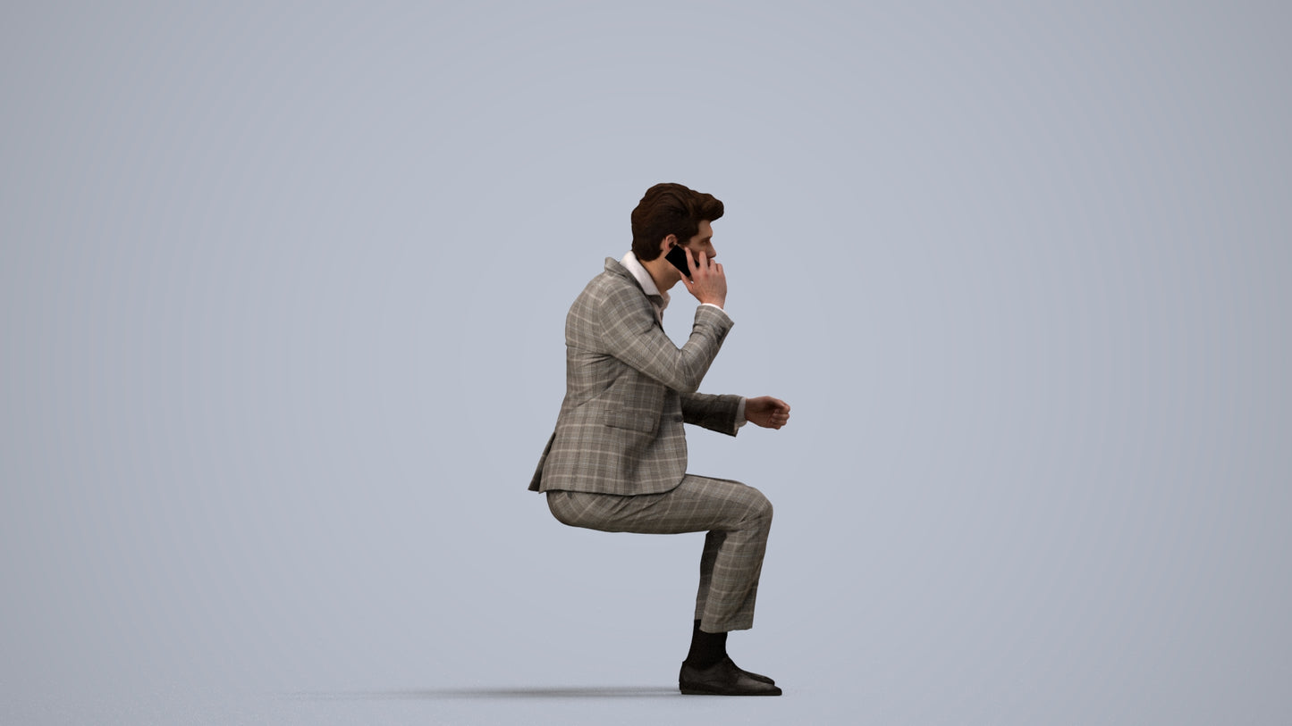 realistic 3D man business, scanned archviz people for Blender and 3ds Max, side view render