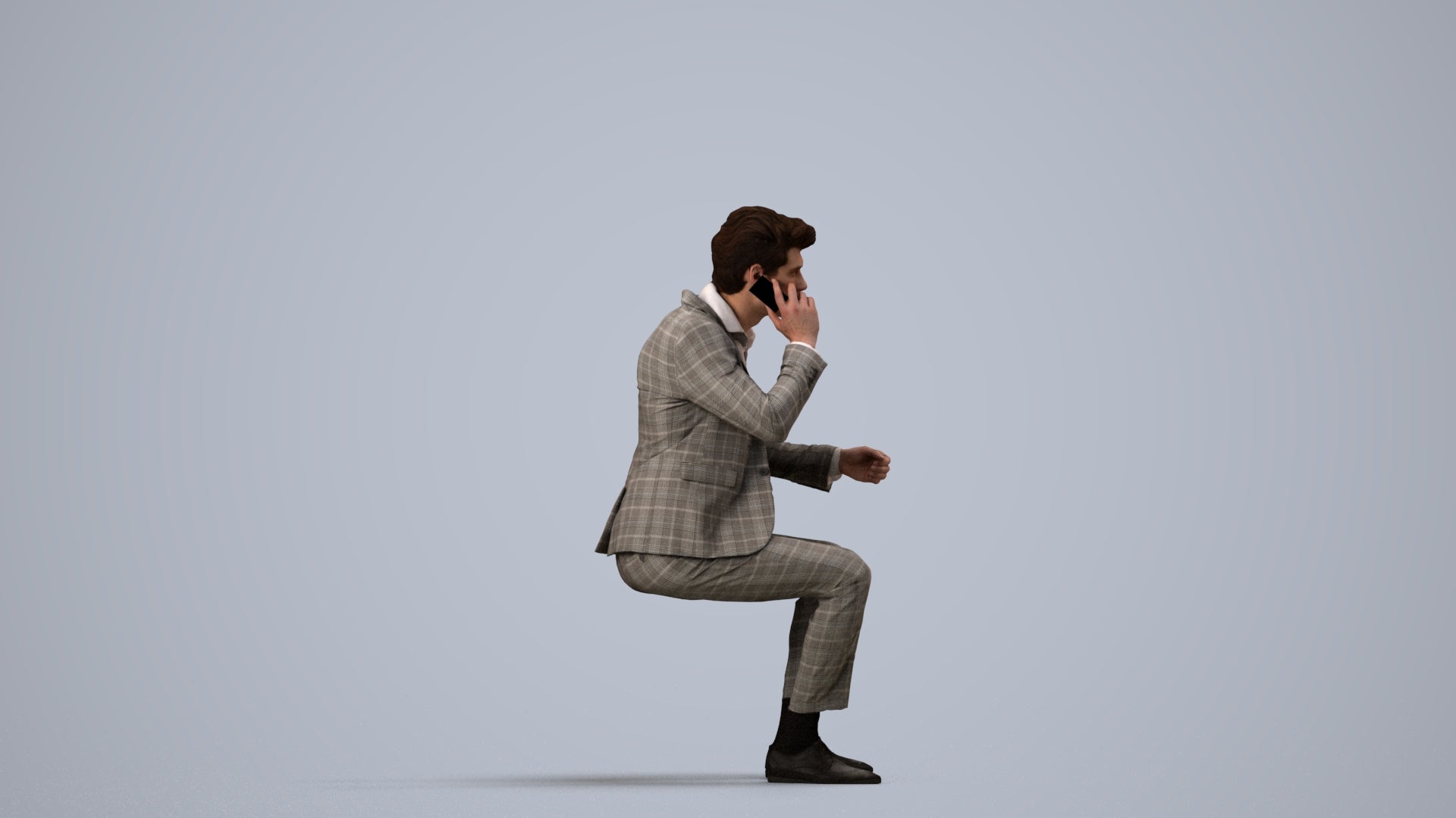realistic 3D man business, scanned archviz people for Blender and 3ds Max, side view render