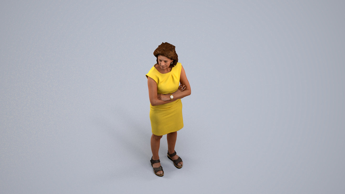scanned 3D woman business standing, photogrammetry people for Enscape and V-Ray, back view render