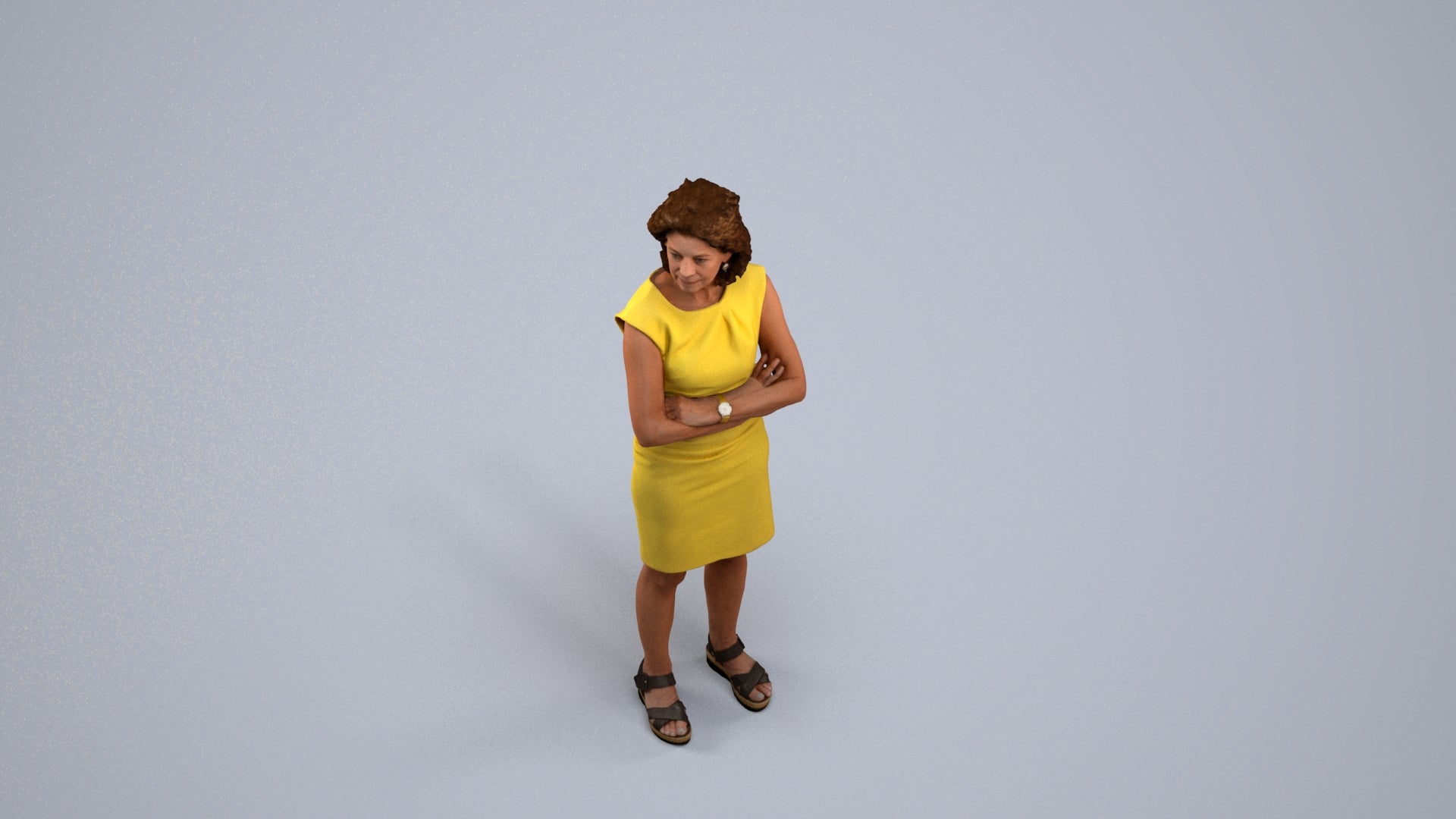 scanned 3D woman business standing, photogrammetry people for Enscape and V-Ray, back view render