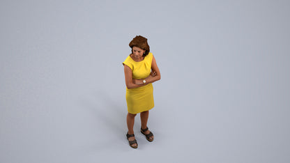 scanned 3D woman business standing, photogrammetry people for Enscape and V-Ray, back view render