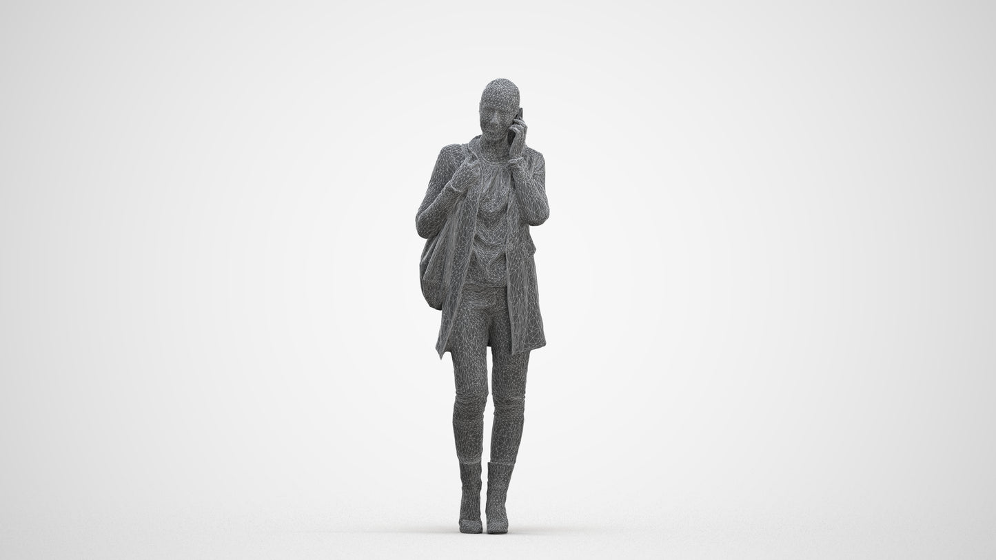 3D people model woman casual standing, scanned human for 3ds Max rendering, three-quarter front view render