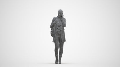 3D people model woman casual standing, scanned human for 3ds Max rendering, three-quarter front view render