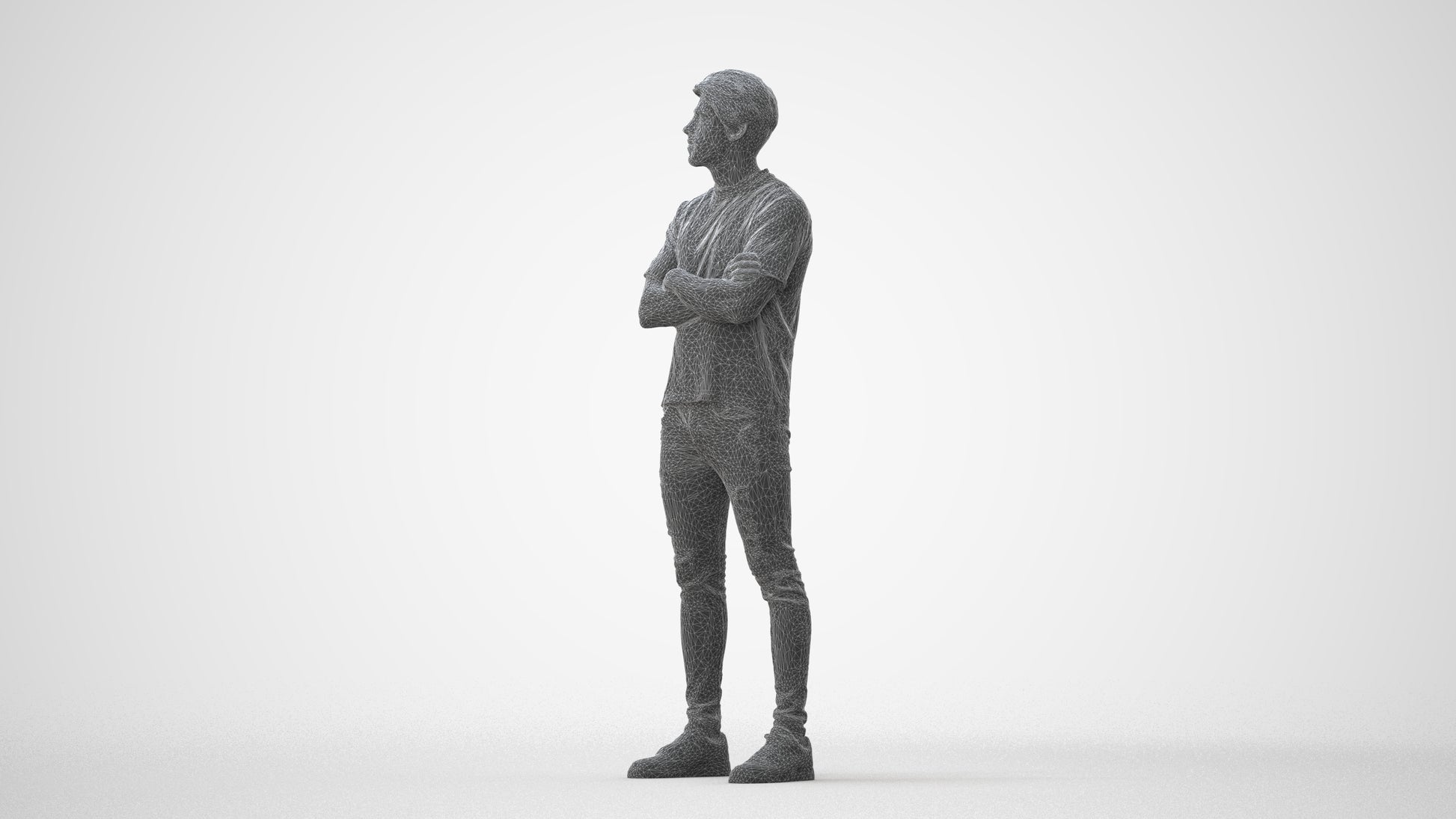 3D people model man casual standing, scanned human for 3ds Max rendering, square thumbnail