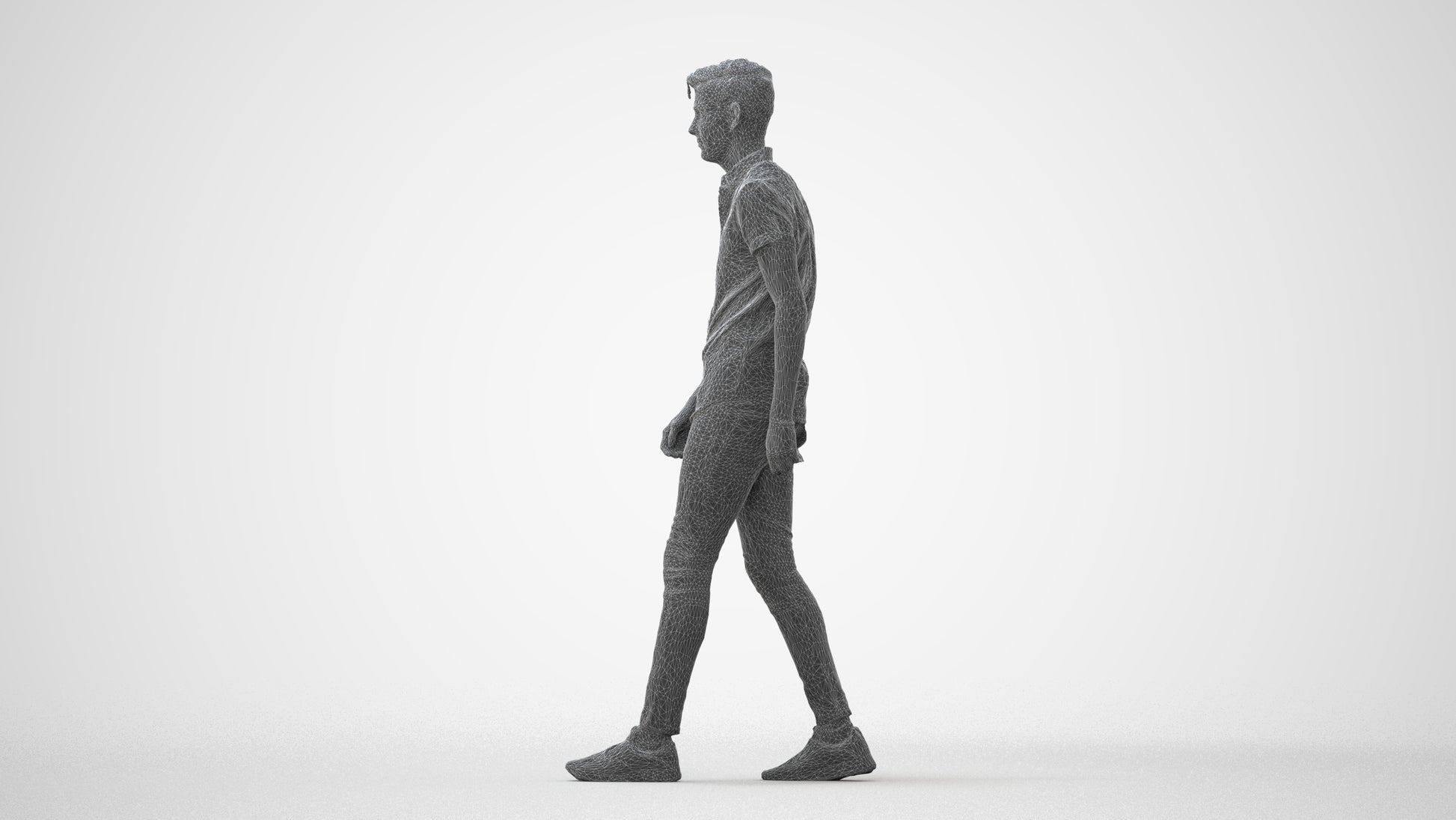 realistic 3D man casual walking, scanned archviz people for Blender and 3ds Max, square thumbnail