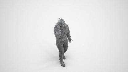 scanned 3D woman sport, photogrammetry people for Enscape and V-Ray, wireframe three-quarter view
