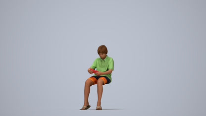 photogrammetry 3D boy kids, realistic human model archviz FBX, top-down view render