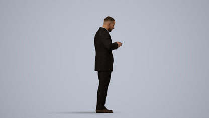 realistic 3D people man business, render-ready for V-Ray and Corona, FBX OBJ, side view render