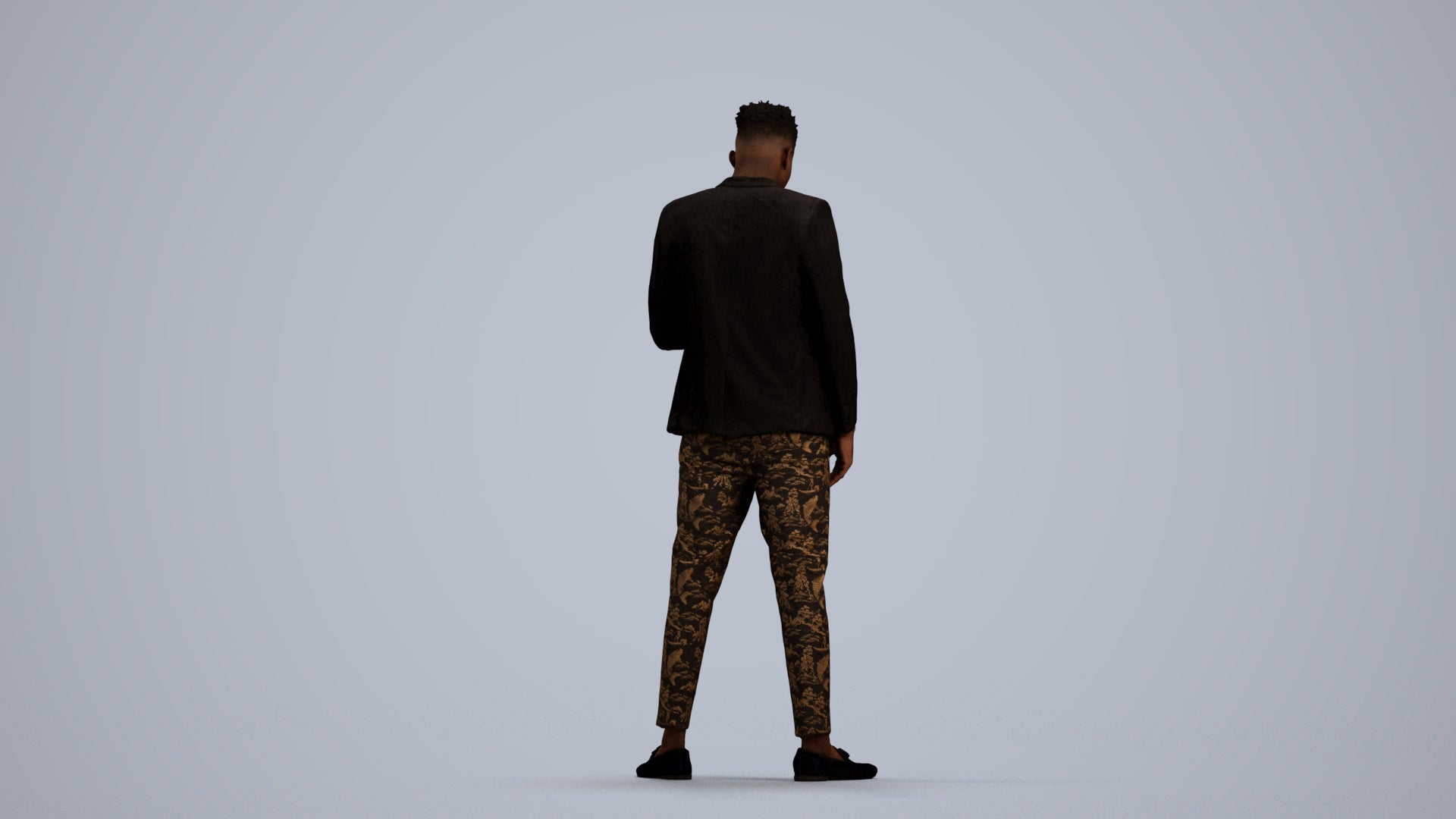 3D people model man casual standing, scanned human for 3ds Max rendering, front view render
