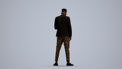 3D people model man casual standing, scanned human for 3ds Max rendering, front view render