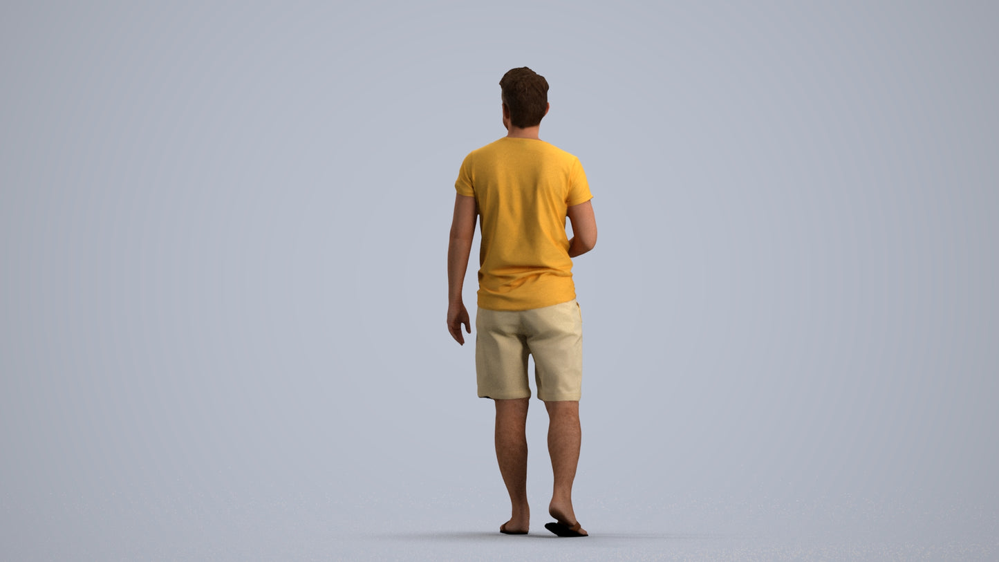 3D scanned man walking, photorealistic archviz people for Enscape and SketchUp, front view render