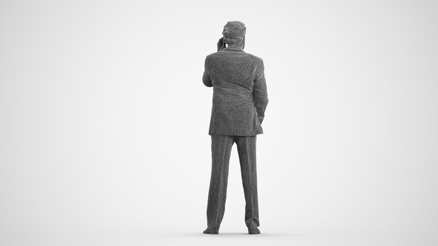photogrammetry 3D man business standing, realistic human model archviz FBX, wireframe front view